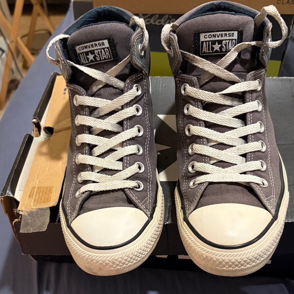 Converse All Star High Tops - Dark Gray and White